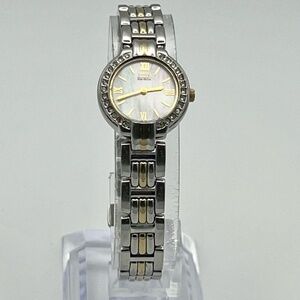 Citizen Eco Drive Petite MOP Round Silver and Gold Ladies Watch Working